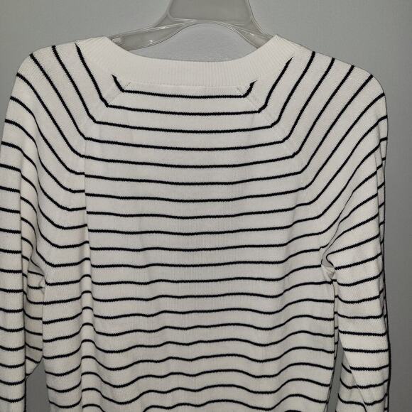 Gap Bon Vivant Womens Raglan Sweater Size XS White And Navy Stripe - Picture 9 of 11